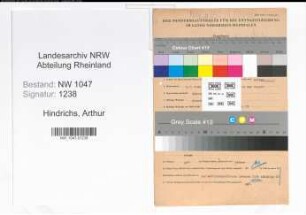 Entnazifizierung Arthur Hindrichs , geb. 09.07.1889 (Lehrer)