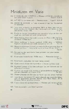 Miniaturen en varia (Nr. 912-929)
