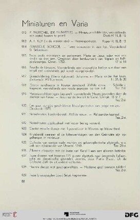 Miniaturen en varia (Nr. 912-929)