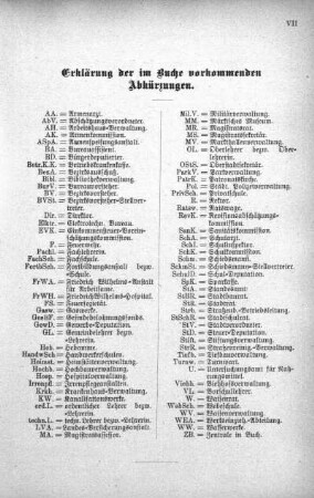 Erklärung der im Buche vorkommenden Abkürzungen