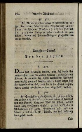 Achtzehntes Capitel. Von den Zähnen. § 428-435.