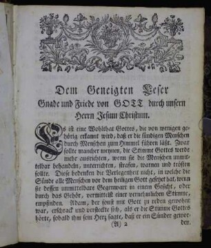 Dem Geneigten Leser Gnade und Friede von Gott durch unsern Herrn Jesum Christum.