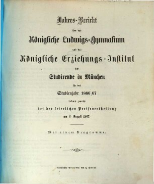 Jahresbericht .... 1866/67