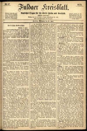 Ausgabe vom Mittwoch, den 11. Juni 1873.
