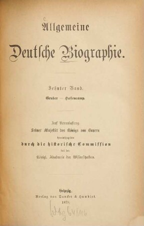 Allgemeine Deutsche Biographie, 10. Gruber - Hassencamp