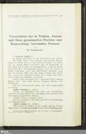 Verzeichnis der in Tonkin, Annam und Siam gesammelten Pieriden und Besprechung verwandter Formen