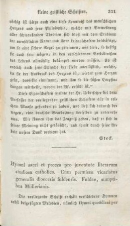 321-323 [Rezension] Hymni sacri et preces pro juventute literarum studiosa catholica