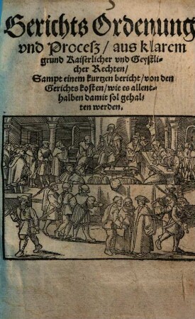 Gerichts Ordenung und Procesz, aus klarem grund Kaiserlicher und Geystlicher Rechten : sampt einem kurthen bericht von den Gerichtskosten, wie es allenthalben damit sol gehalten werden