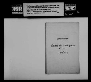 National-Listen von höheren Beamten, Referendaren, Oberamtsärzten und Oberamtstierärzten im Neckarkreis (alphabetisch geordnet)