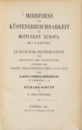 Meerferne und Küstenerreichbarkeit im mittleren Europa