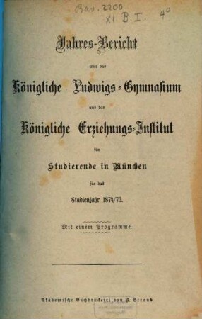 Jahresbericht .... 1874/75 = Theil 2
