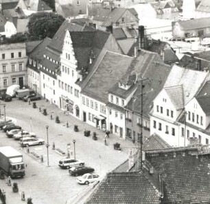 Colditz. Markt. Blick vom Turm der Stadtkirche St. Egidien gegen Nordseite