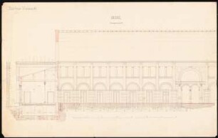 Viehmarkt und Schlachthof, Berlin Bebauungsplan Ackerstraße/ Brunnenstraße von 1862: Projekt III: Börsengebäude Längsschnitt