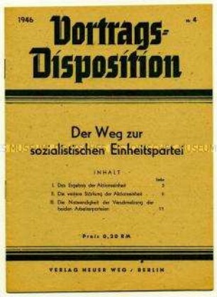 Schulungsmaterial der KPD: Vortragsdisposition Nr. 4
