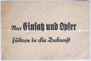 Handzettel mit einer Parole zur Reichsstraßensammlung, abgeworfen in Dresden am 6. November 1938