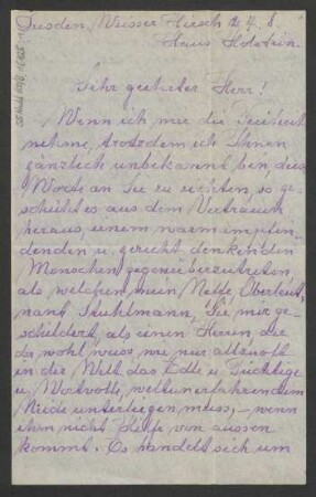 Brief an Ludwig Strecker  und B. Schott's Söhne : 12.04.1908-17.04.1908