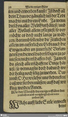 Wie der Mensch die ewigen Güter der zeitlichen und vergänglichen vorziehen sol