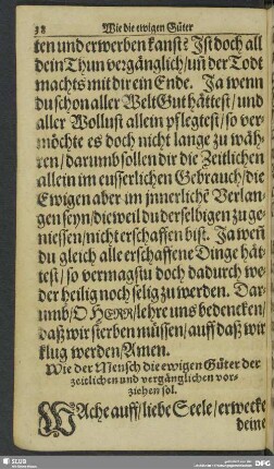 Wie der Mensch die ewigen Güter der zeitlichen und vergänglichen vorziehen sol