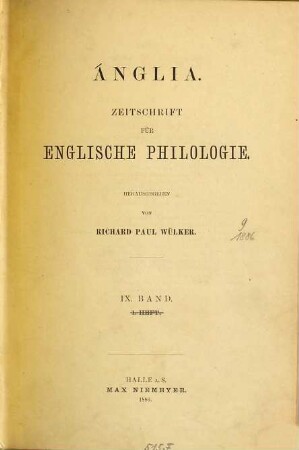 Anglia : journal of English philology, 9. 1886