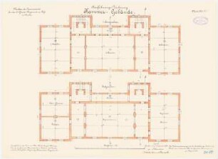 Kaserne des 4. Garderegiments zu Fuß, Berlin-Moabit: Kammergebäude: Grundriss Erdgeschoss, 1. Obergeschoss 1:100