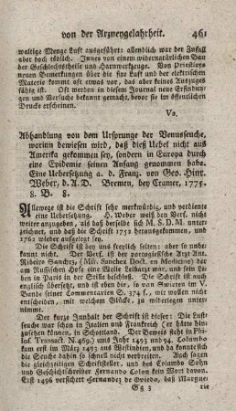 Abhandlung von dem Ursprunge der Venusseuche.
