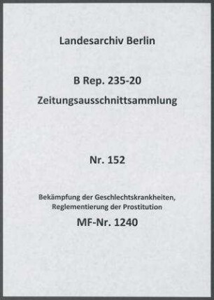 Bekämpfung der Geschlechtskrankheiten, Reglementierung der Prostitution