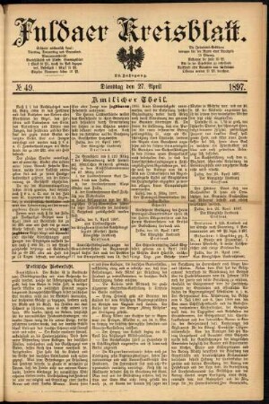 Ausgabe vom Dienstag, den 27. April 1897.