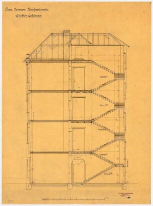 Atelier- und Wohngebäude Leonard Simion, Berlin: Ateliergebäude: Schnitt durchs Treppenhaus 1:50