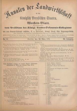 No. 12. Berlin, den 22. März 1871. XI. Jahrgang.