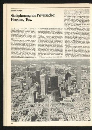 Stadtplanung als Privatsache: Houston, Tex.