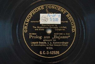 Prolog aus "Bajazzo" / [R. Leoncavallo]