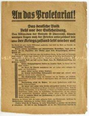 Flugblatt der USPD zum Versailler Vertrag