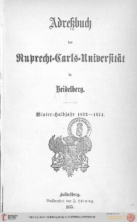 Wintersemester 1873/1874