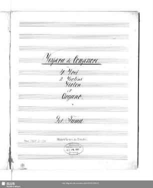 Vespers - Mus.2968-D-508 : V (4), Coro, orch; VogT