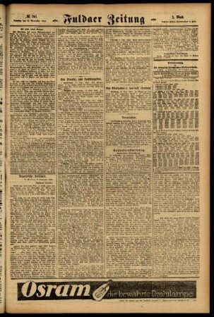 Zweite Ausgabe vom Samstag, den 11. November 1916.