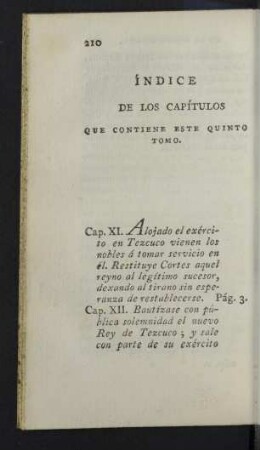 Indice de los Capitulos que contiene este quinto Tomo.