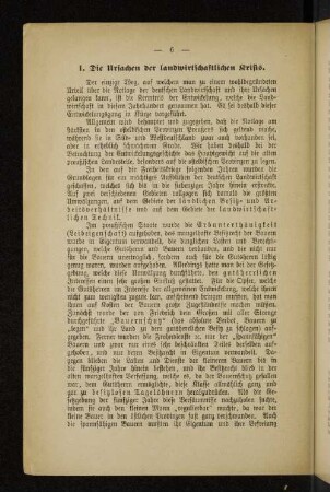 1. Die Ursachen der landwirtschaftlichen Krisis.