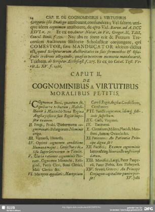 Caput II. De Cognominibus A Virtutibus Moralibus Petitis