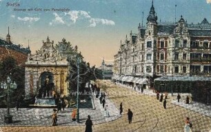 Stettin, Brunnen mit Café am Paradeplatz