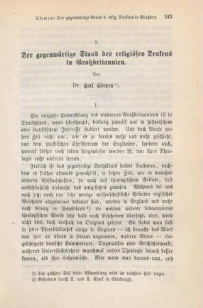 513-548 Der gegenwärtige Stand des religiösen Denkens in Großbritannien : I.