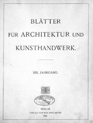 19.1906: Blätter für Architektur und Kunsthandwerk