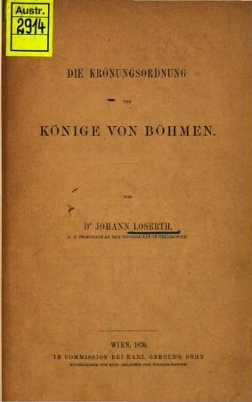 Die Krönungsordnung der Könige von Böhmen
