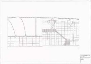 Omnibusbahnhof in der AVUS-Nordkurve, Berlin-Charlottenburg Schinkelwettbewerb 1998: Schnitt B-B 1:50