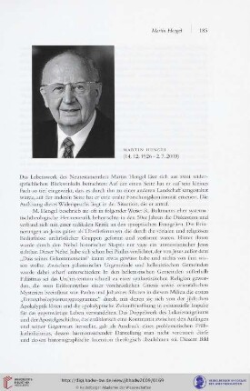 Martin Hengel (14.12.1926 - 2.7.2009)