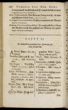 Caput LI. De animalibus quadrupedibus, & eorum partibus similaribus. - Caput LX. De morbis certarum corporis partium.