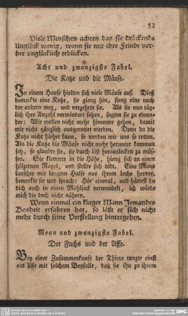 Neun und zwanzigste Fabel. Der Fuchs und der Affe