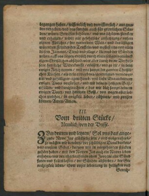 III. Vom dritten Stücke/ Nemlich/ von der Busse.