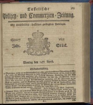 16tes Stueck, Montag den 14ten April 1800