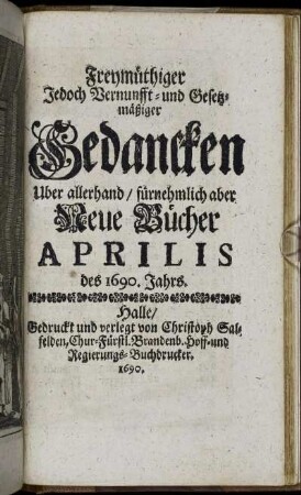 Aprilis des 1690. Jahrs.
