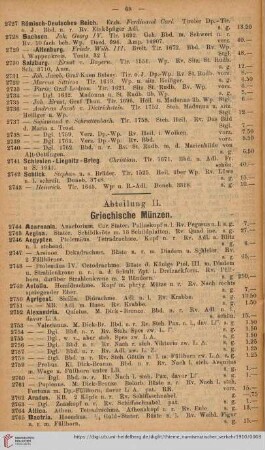Griechische Münzen (Nr. 2744 - 2841)
